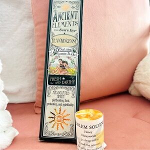 Frankincense incense sticks and yellow problem solving candle